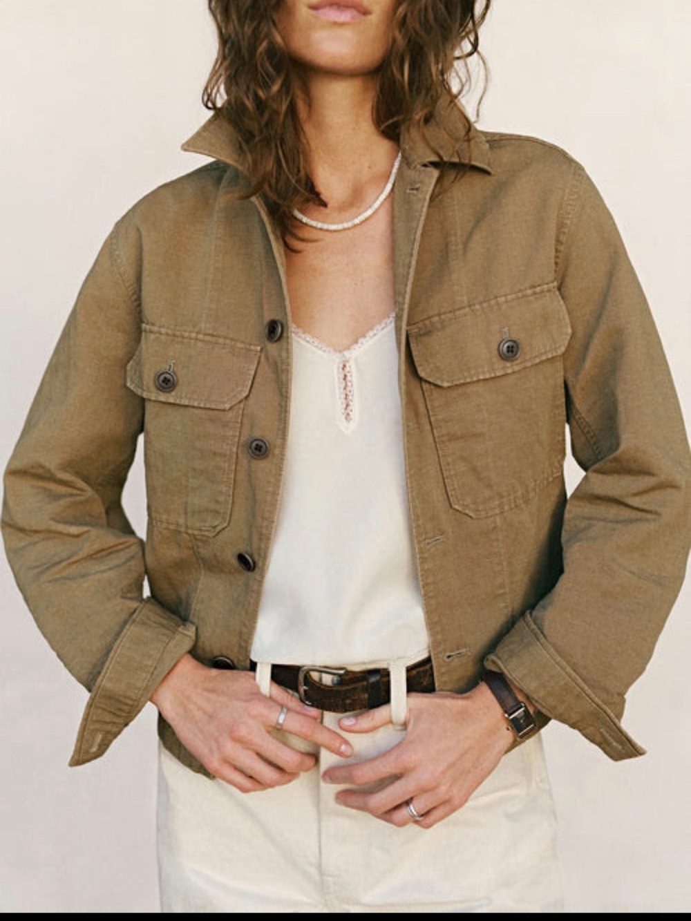 Buck Mason  Women's Olive Green Canvas Mission Shirt NWT